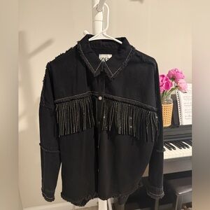 Zara Black Fringe Jacket